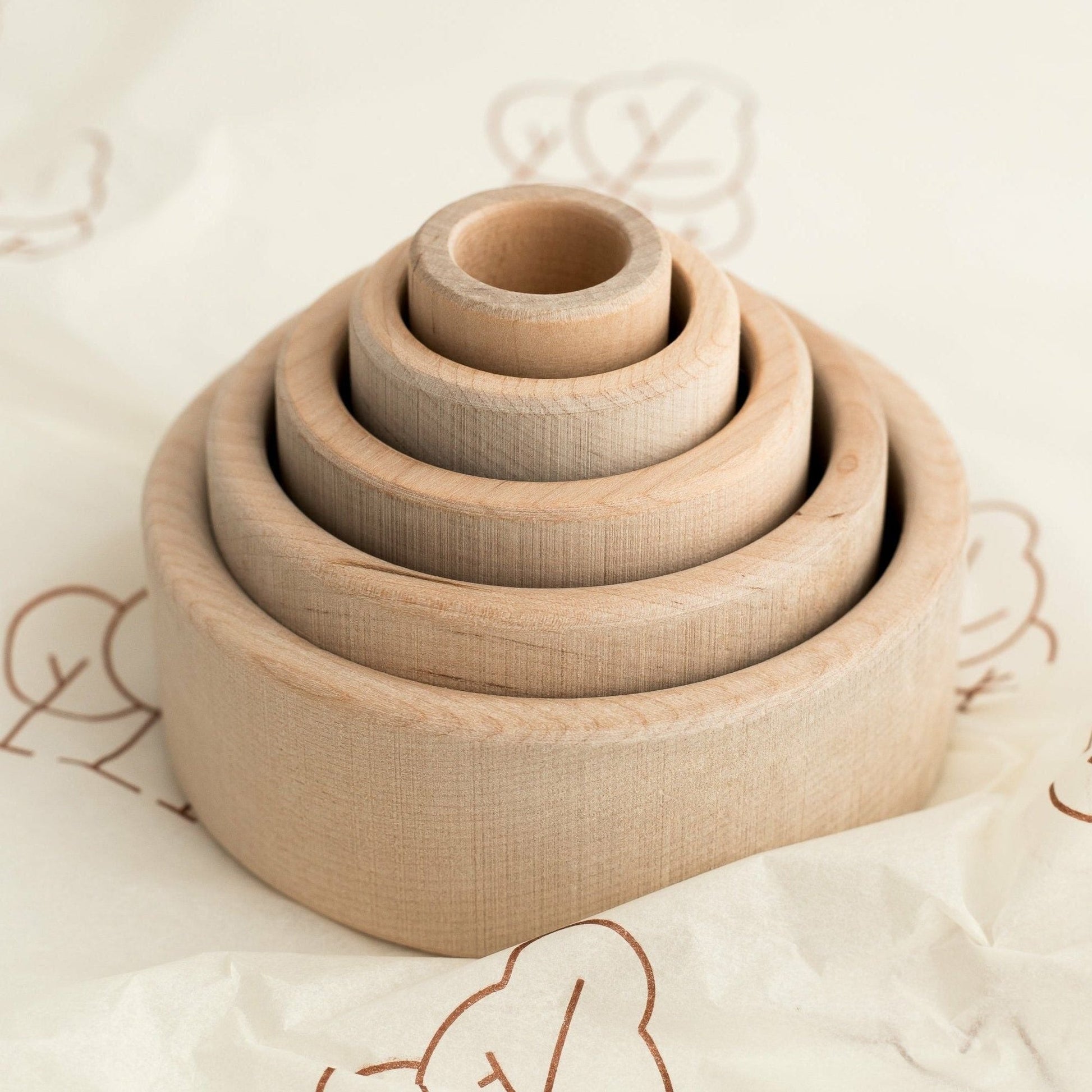 Baby Stacking Bowls, Wooden Stacking / Nesting Cups