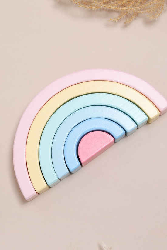 Wooden Pastel 6 Piece Rainbow Stacker, Nursery Décor