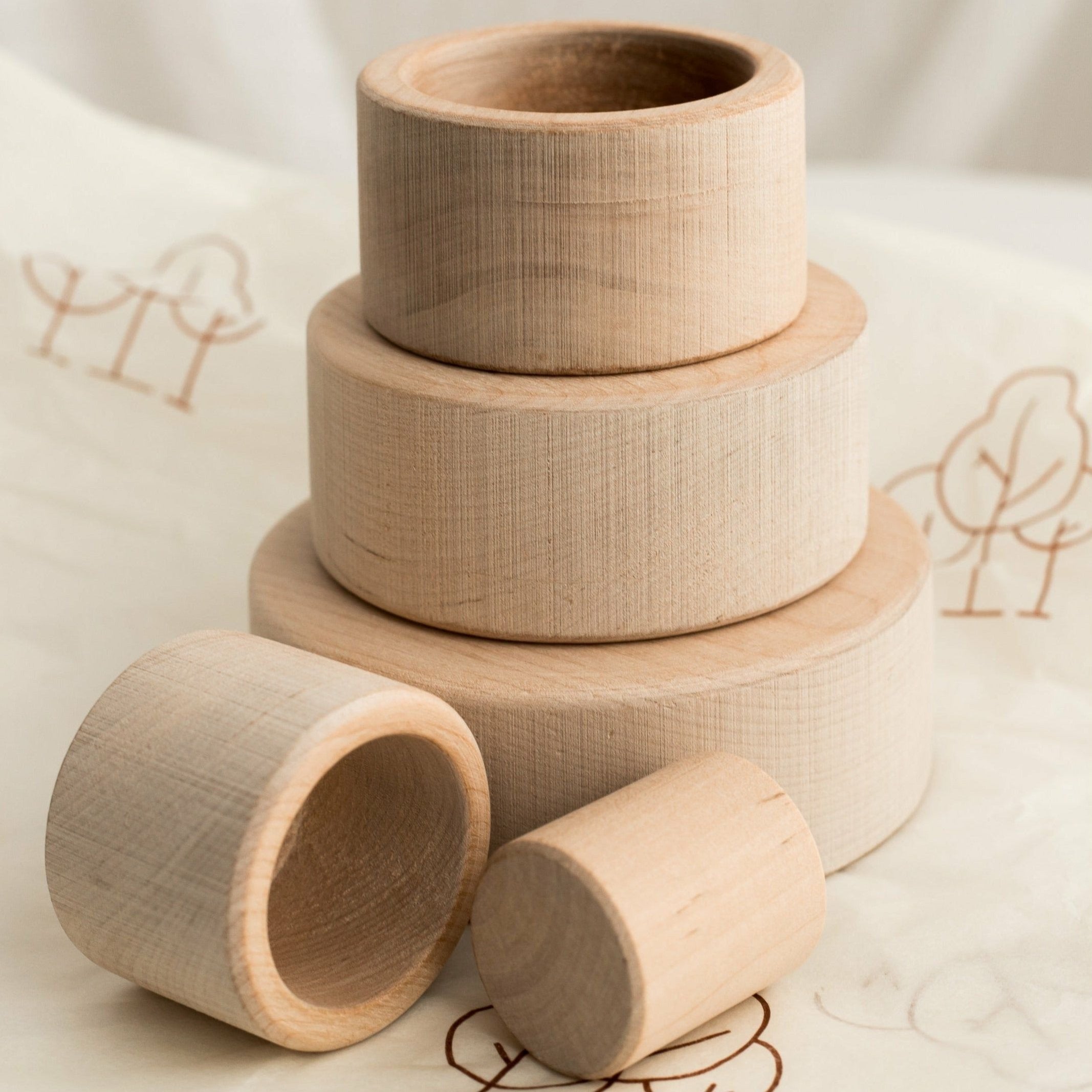 Baby Stacking Bowls, Wooden Stacking / Nesting Cups