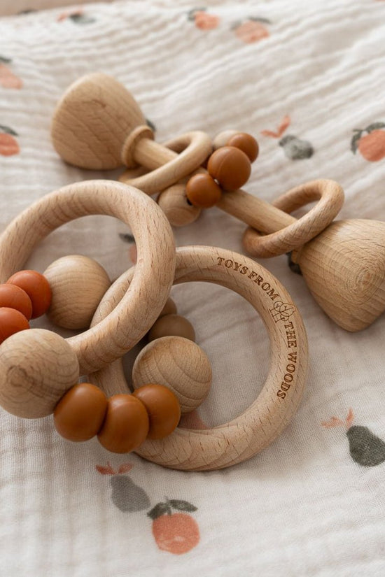 Bronze Wooden Baby Rattle Teether