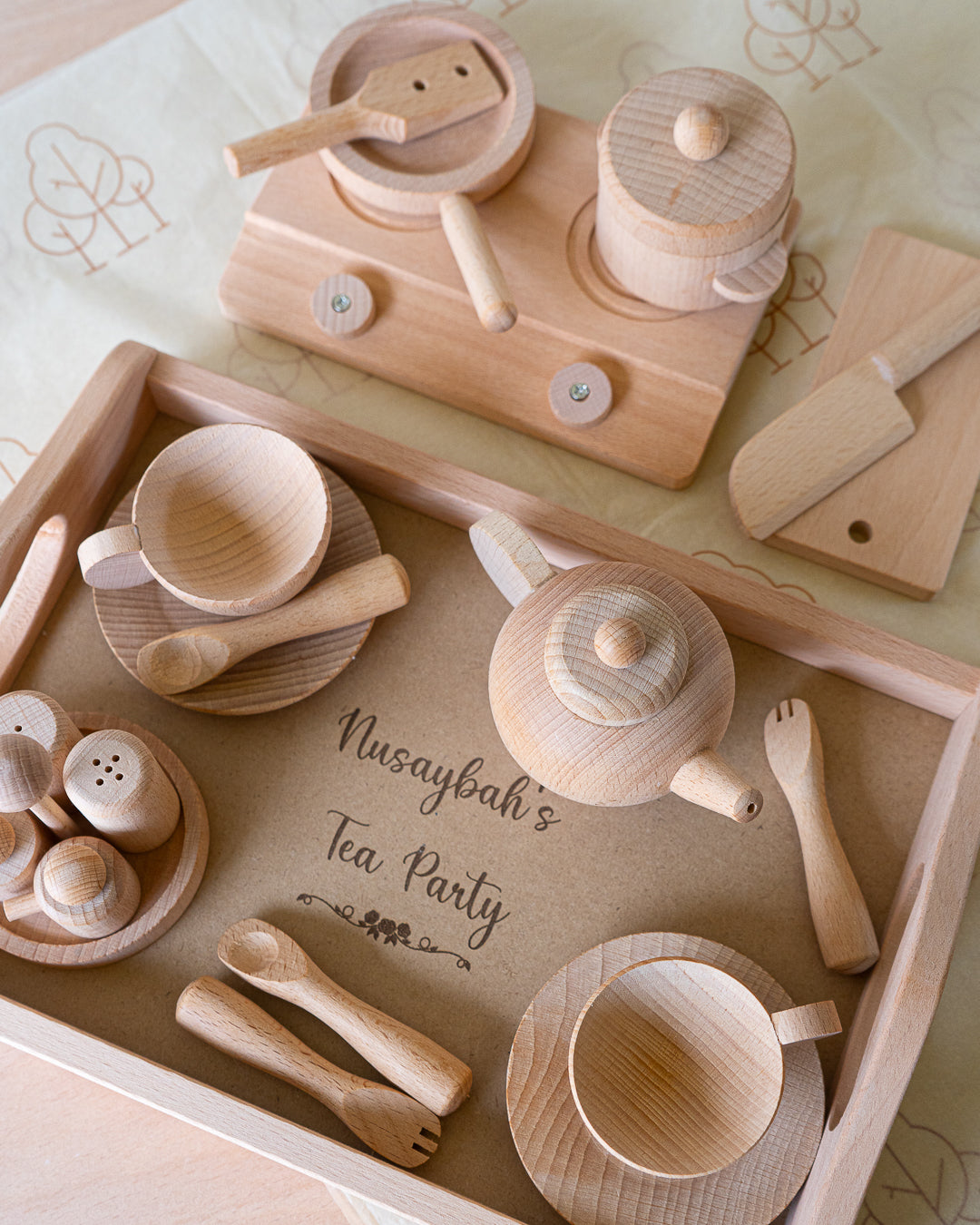 Perfectly Imperfect Wooden Play Tea Party / Cooking Set