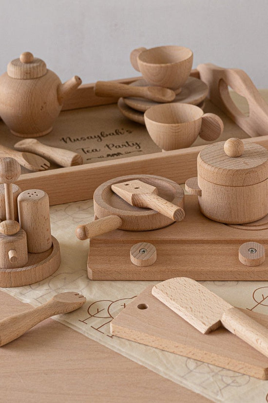 Perfectly Imperfect Wooden Play Tea Party / Cooking Set