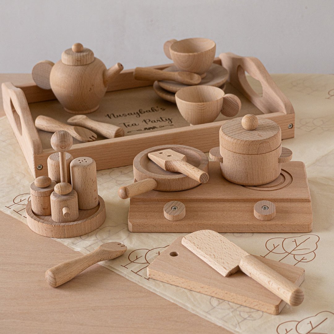 Perfectly Imperfect Wooden Play Tea Party / Cooking Set
