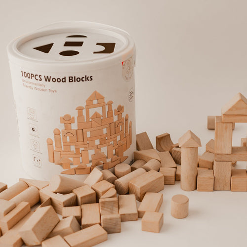 100 Piece Natural Wooden Blocks Set