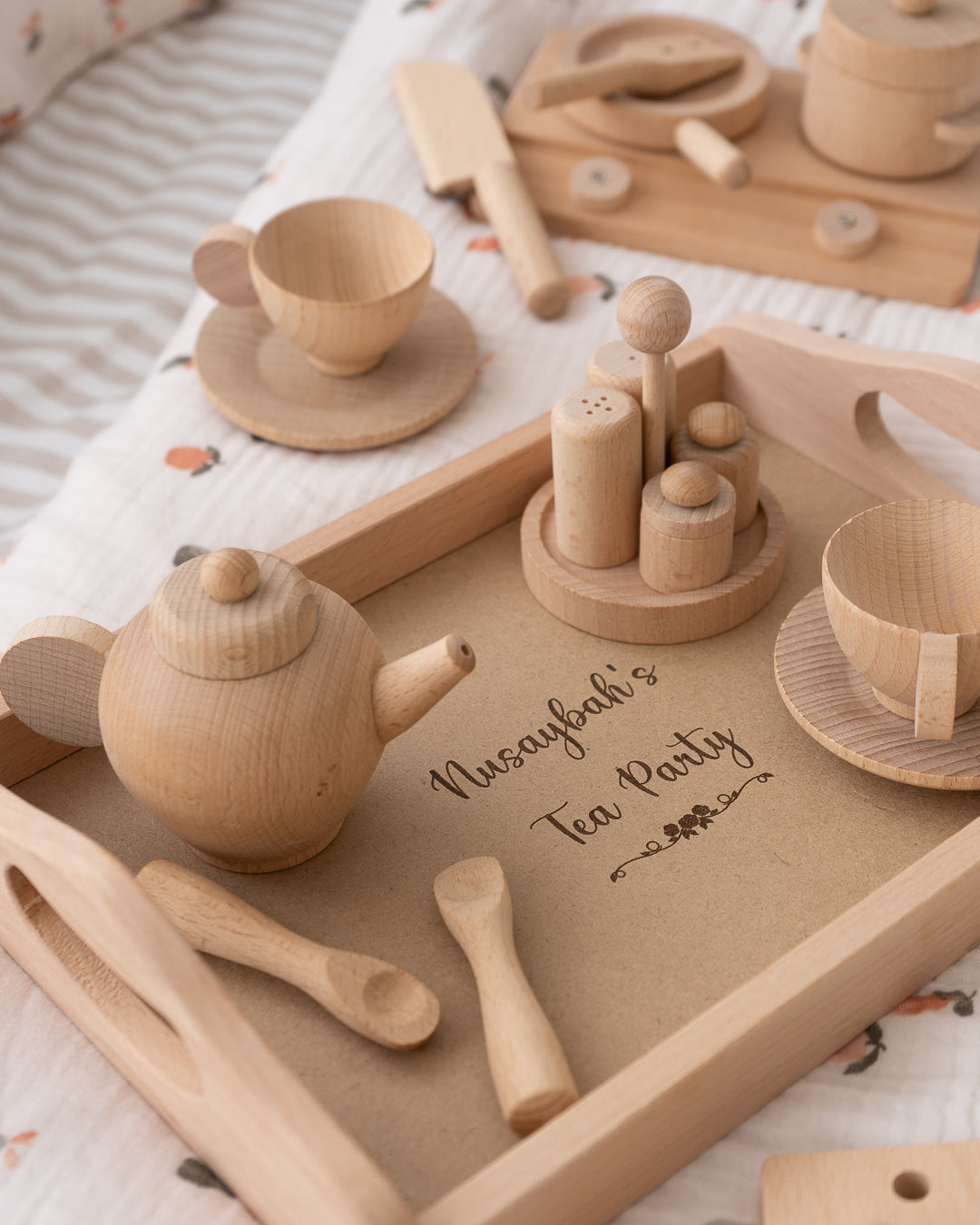 Perfectly Imperfect Wooden Play Tea Party / Cooking Set