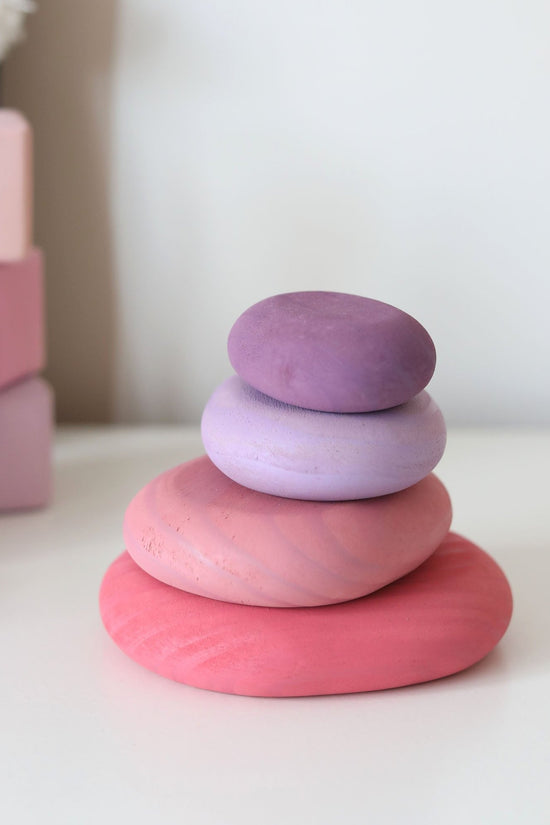 Pink Flat Pebble Stacking Stones