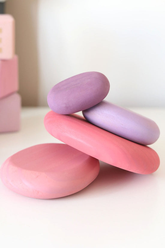 Pink Flat Pebble Stacking Stones