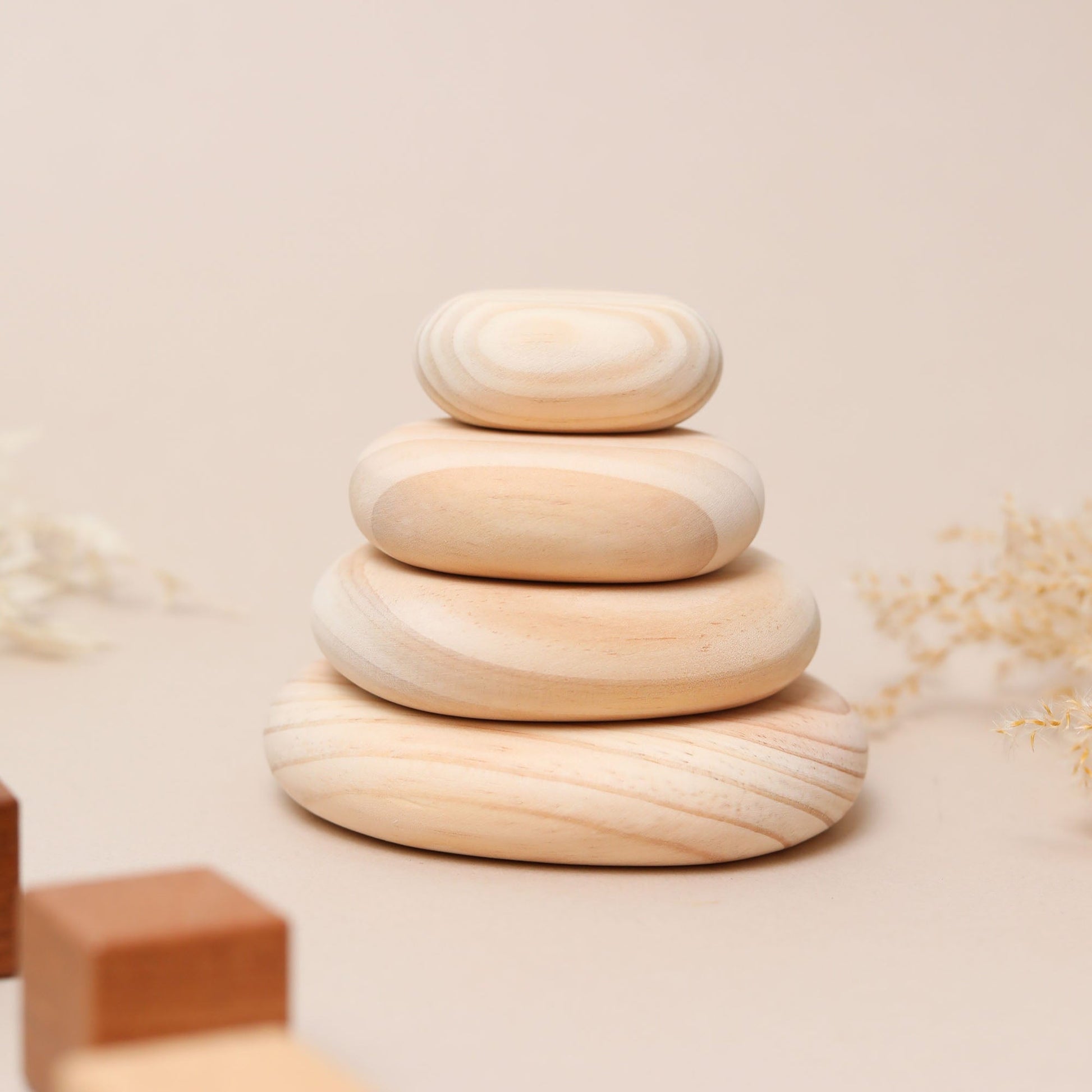 Pink Flat Pebble Stacking Stones