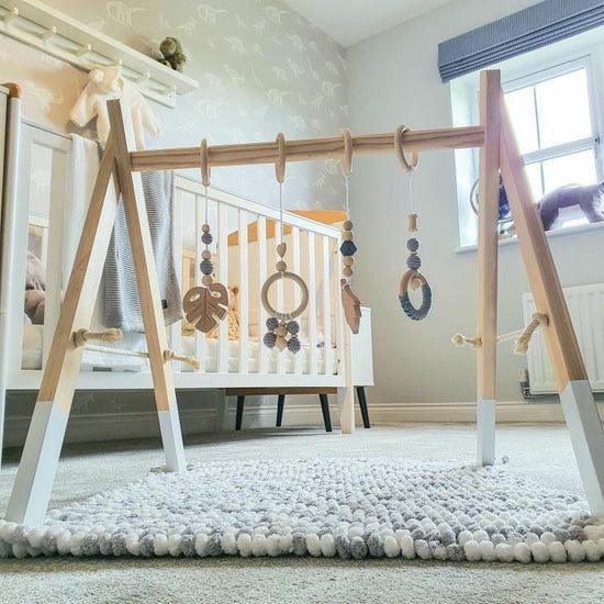 Wooden Baby Play Gym with Hanging Toys