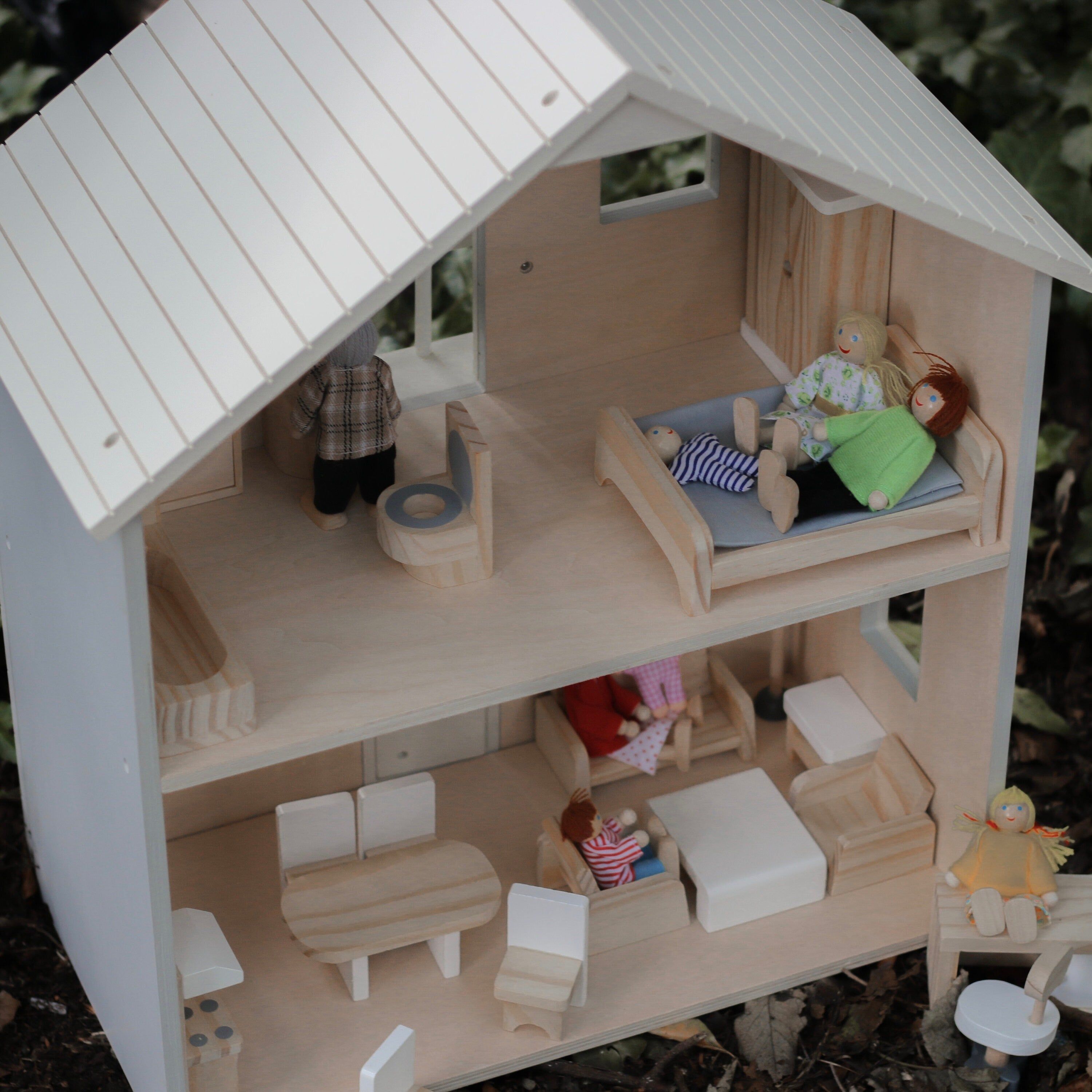 Grey Wooden Open Doll House