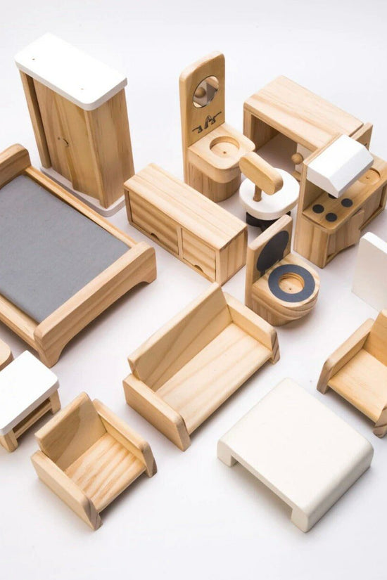 Grey Wooden Open Doll House
