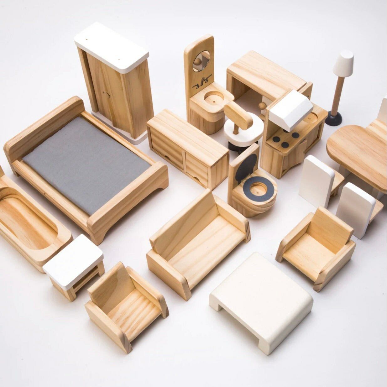 Grey Wooden Open Doll House