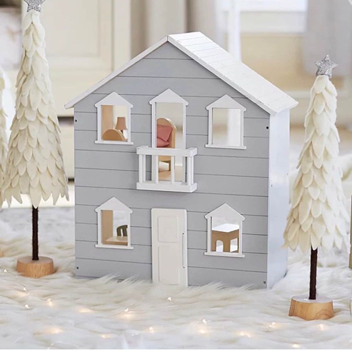 Grey Wooden Open Doll House