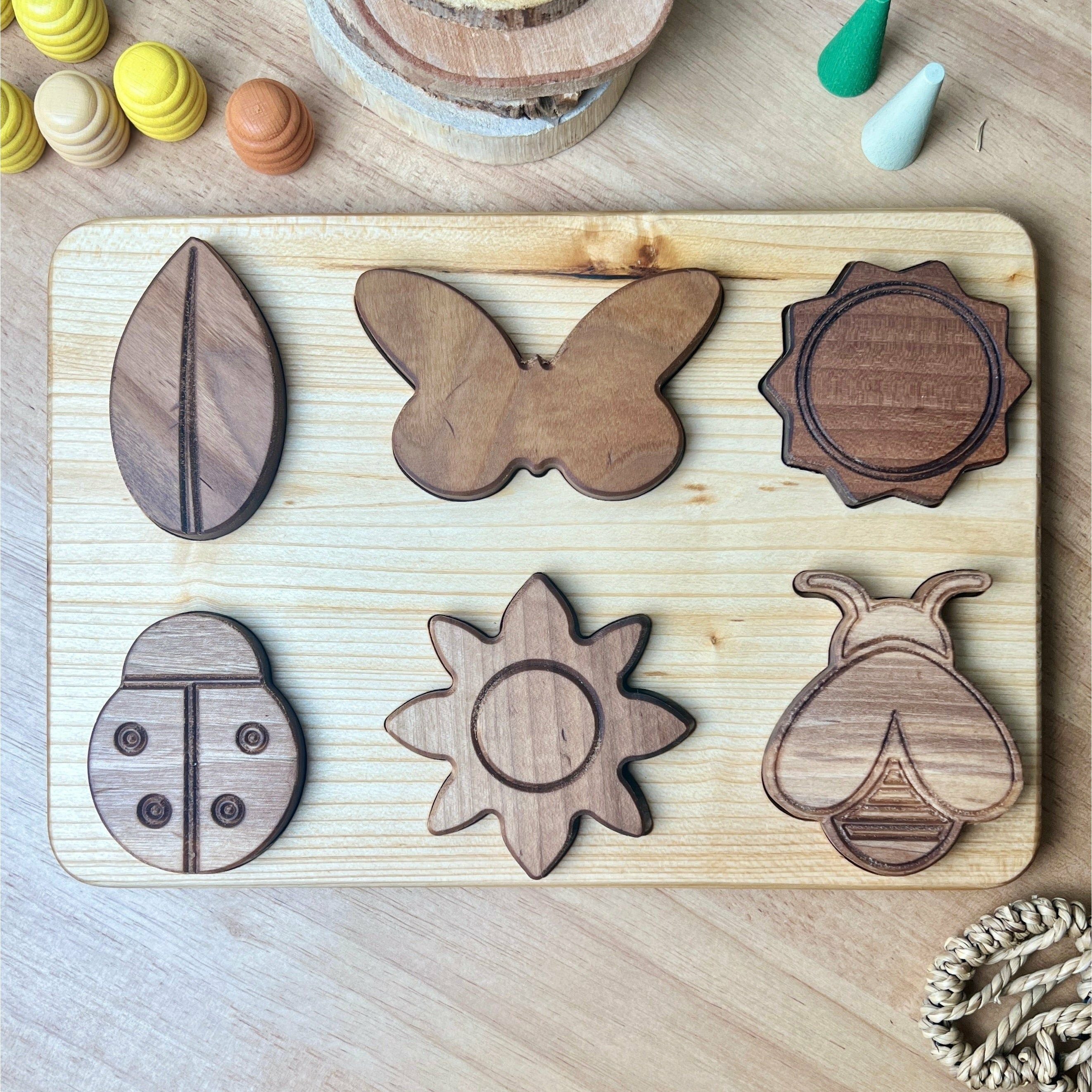 6 Piece Wooden Natural Life Puzzle Board, First Beginner Puzzle