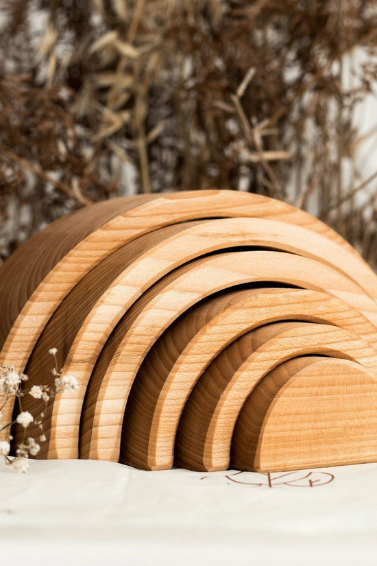 Natural Wooden 6 Piece Rainbow Stacker Arch, Nursery & Playroom Decor