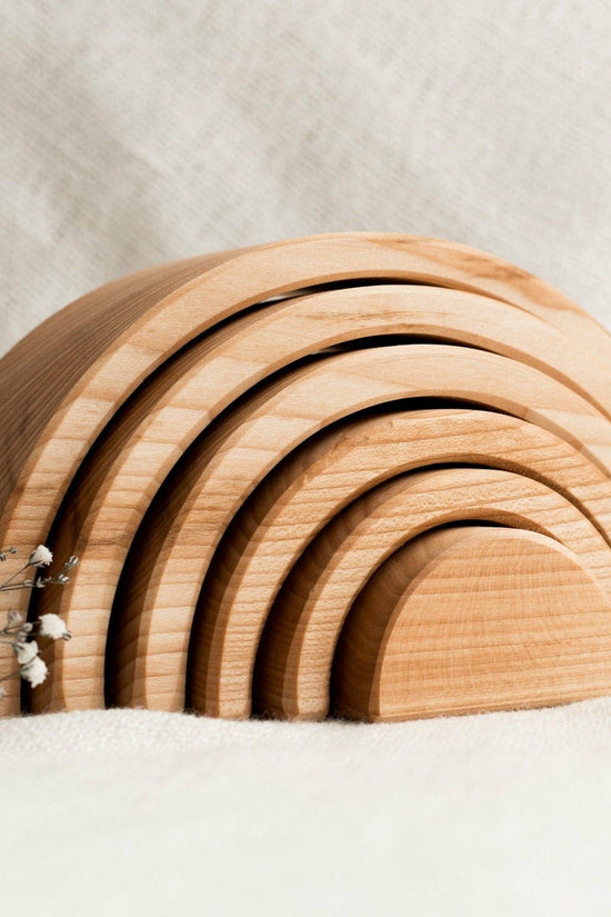 Natural Wooden 6 Piece Rainbow Stacker Arch, Nursery & Playroom Decor