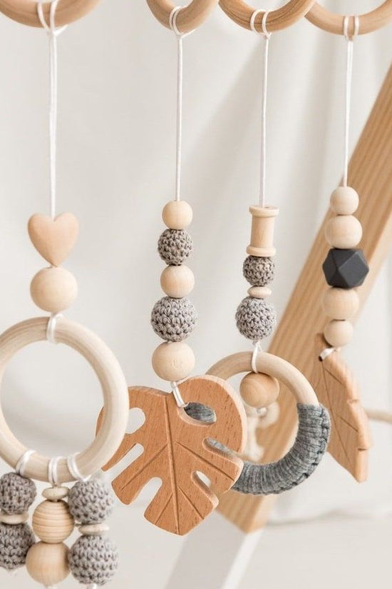 Wooden Baby Play Gym with Hanging Toys