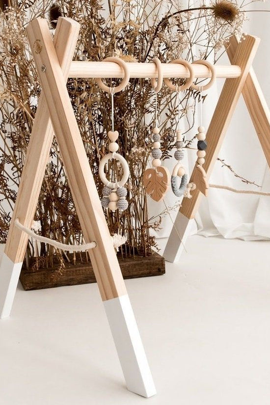 Wooden Baby Play Gym with Hanging Toys