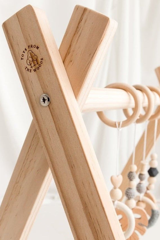 Wooden Baby Play Gym with Hanging Toys