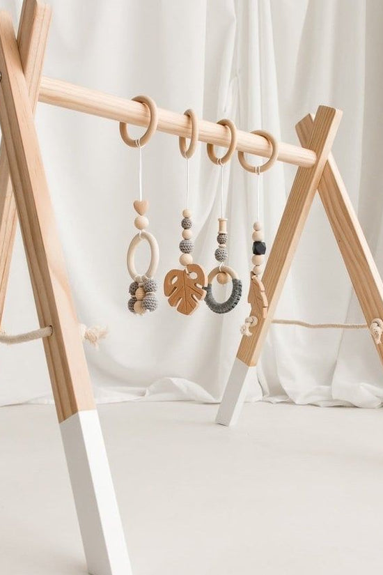Wooden Baby Play Gym with Hanging Toys