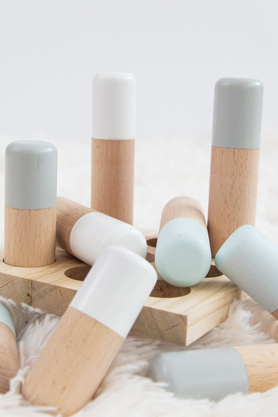 Perfectly Imperfect Blue Wooden Stacking Pyramid