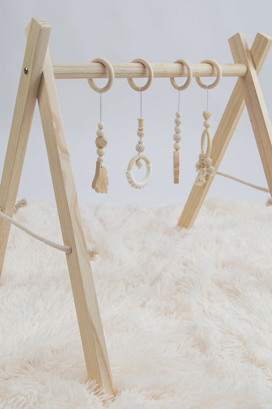 Wooden Baby Play Gym with Hanging Toys