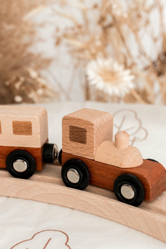 Wooden Natural Play Train Track & Block Set