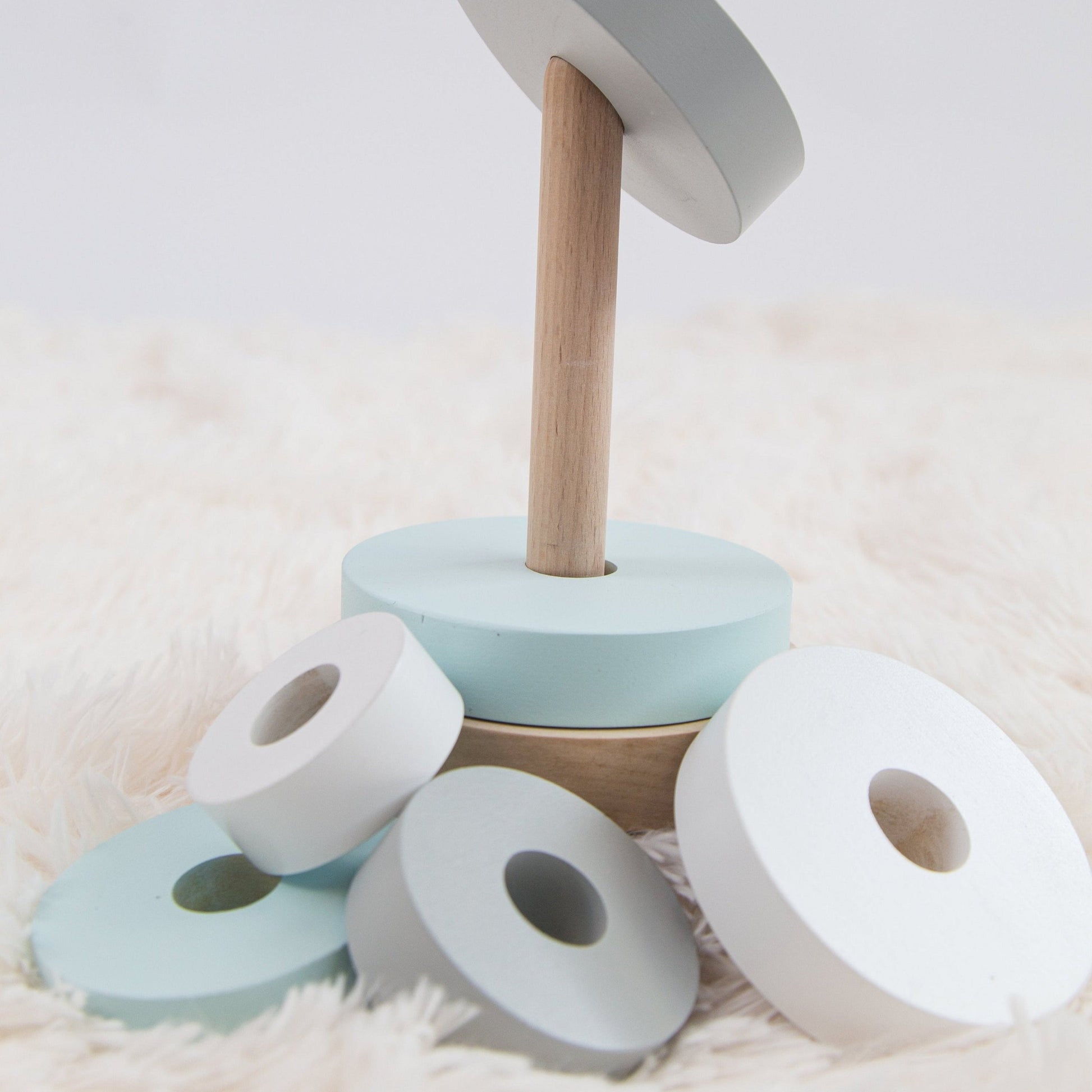 Blue Wooden Stacking Pyramid