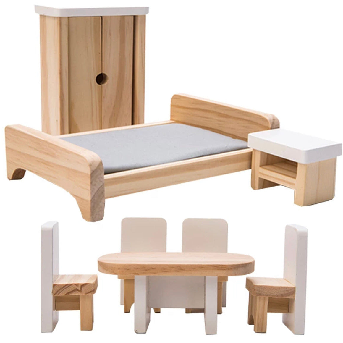 Grey Wooden Open Doll House