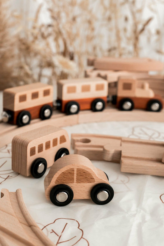 Wooden Natural Play Train Track & Block Set