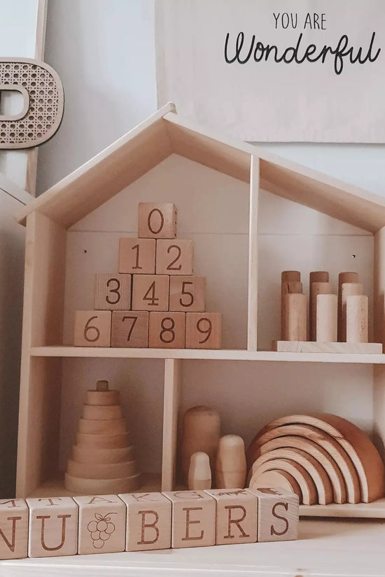 Perfectly Imperfect Blue Wooden Stacking Pyramid