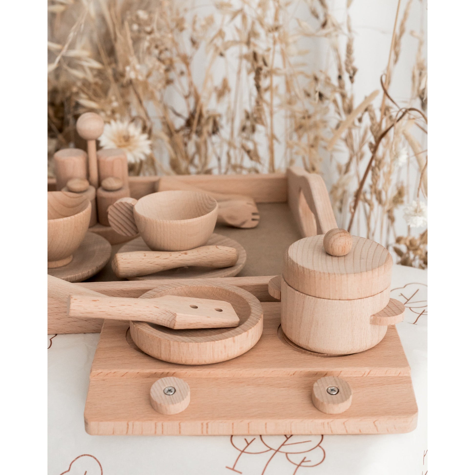 Wooden Play Tea Party / Cooking Set