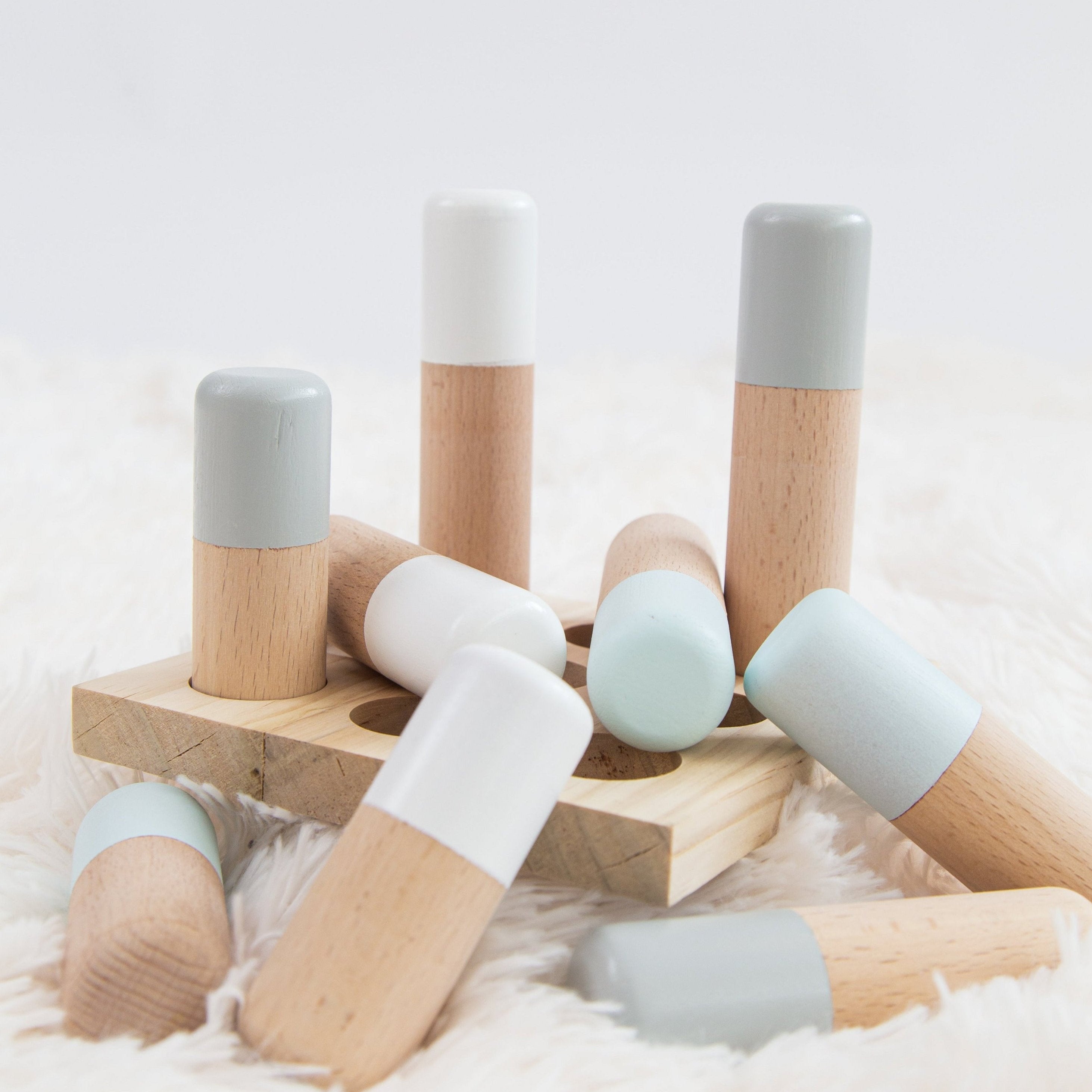 Blue Wooden Stacking Pyramid