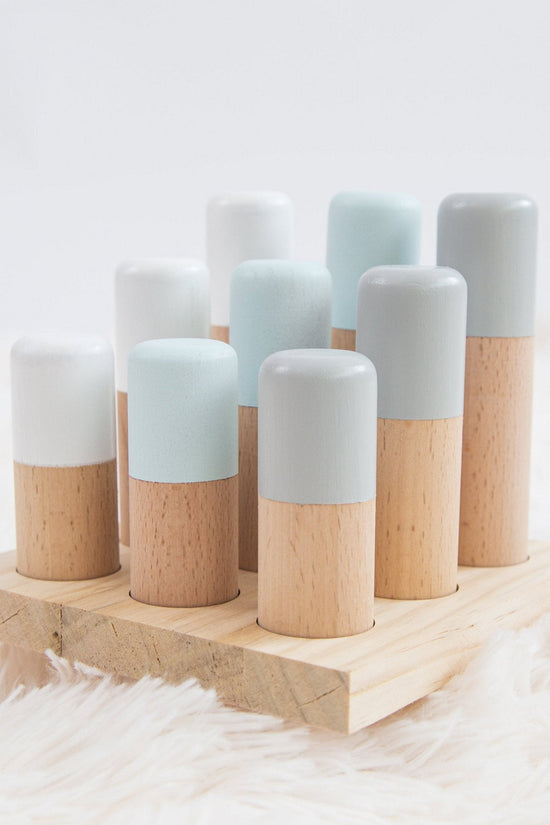 Blue Wooden Peg Board Sorter