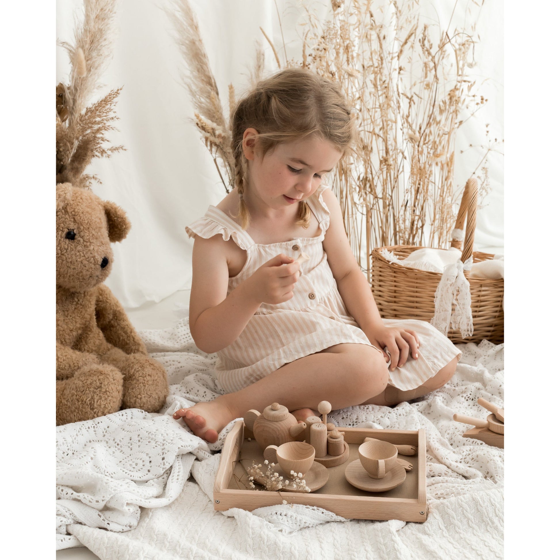 Perfectly Imperfect Wooden Play Tea Party / Cooking Set