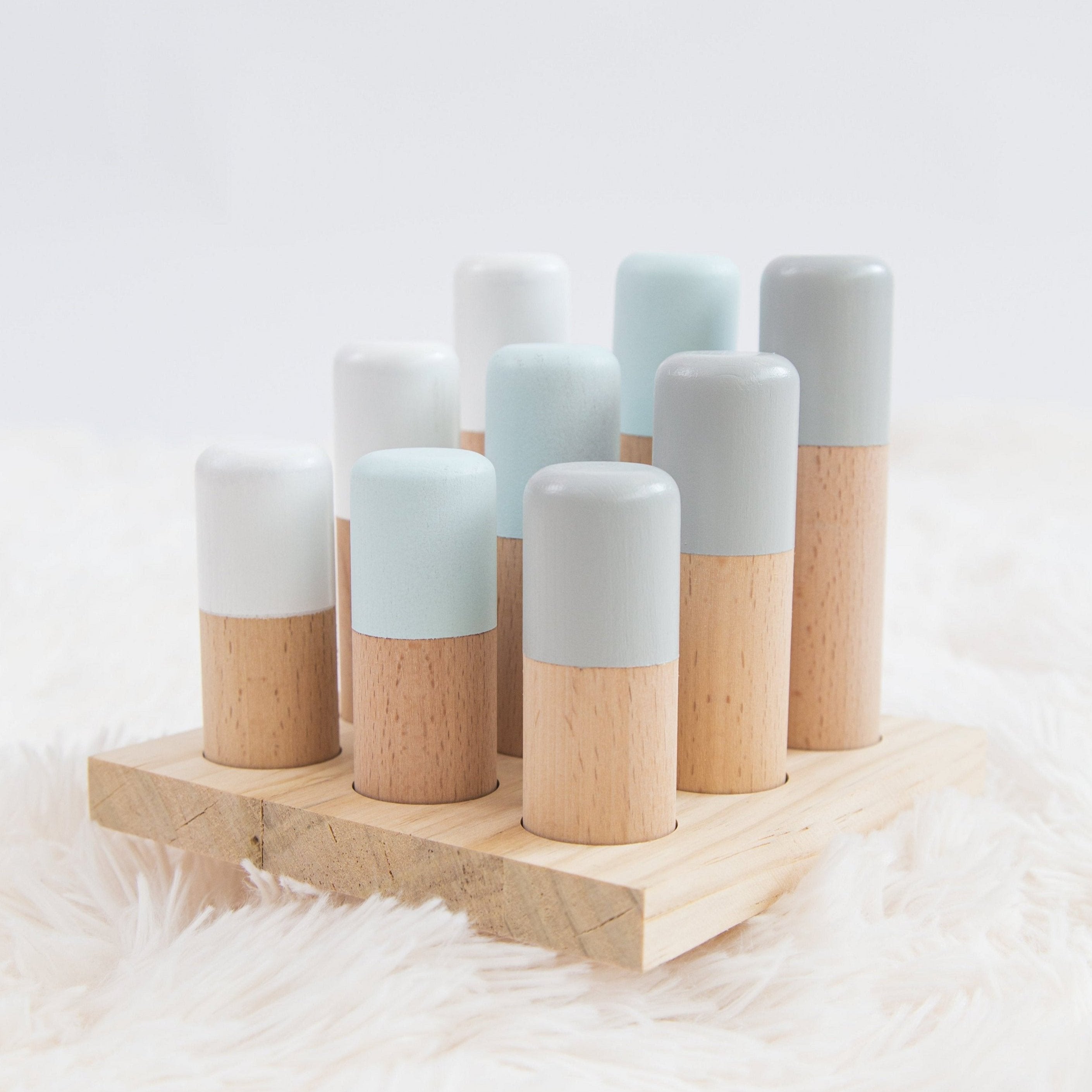 Perfectly Imperfect Blue Wooden Stacking Pyramid