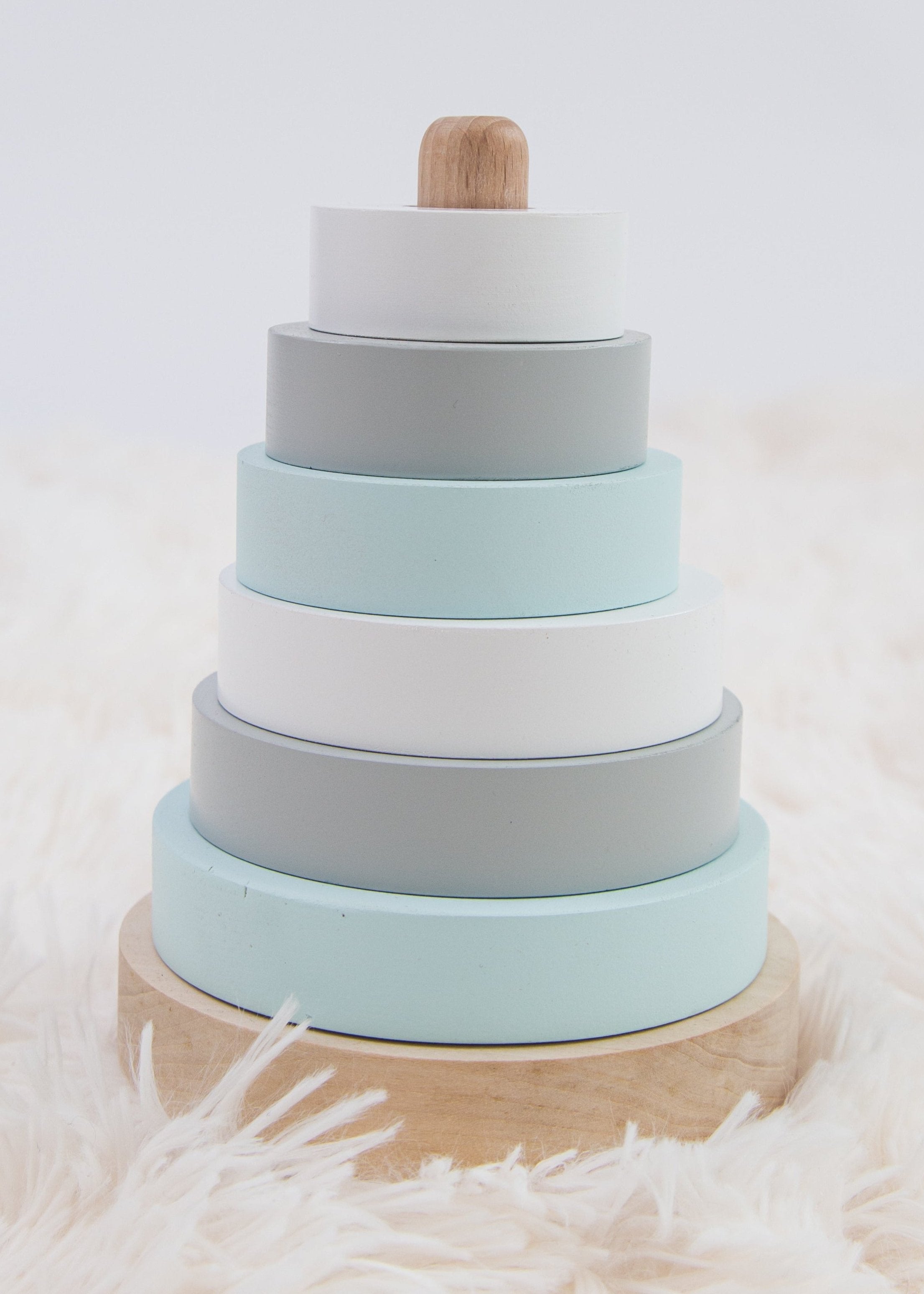 Perfectly Imperfect Blue Wooden Stacking Pyramid